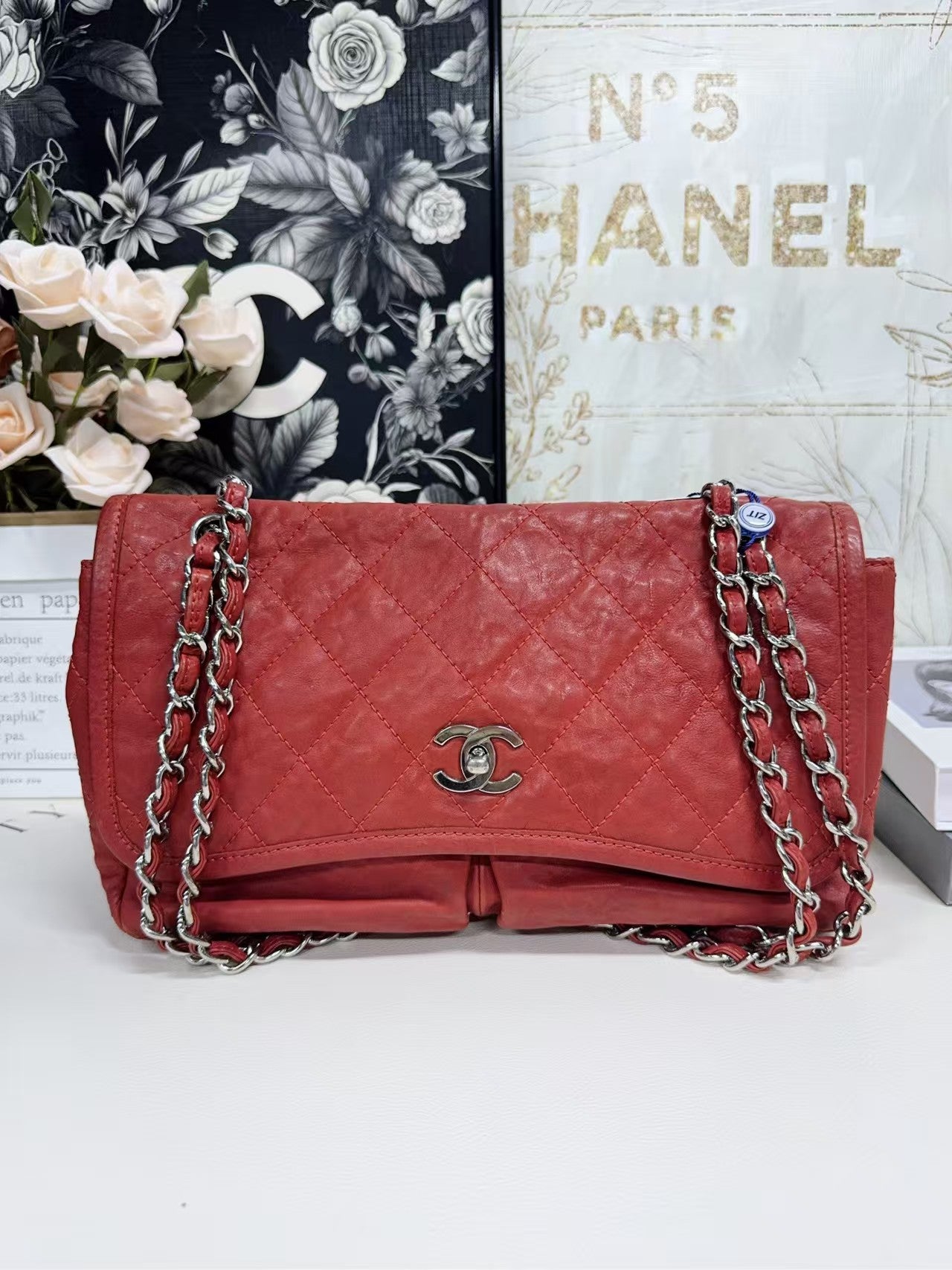 preloved Chanel bag CF /airport bag/Red/large size