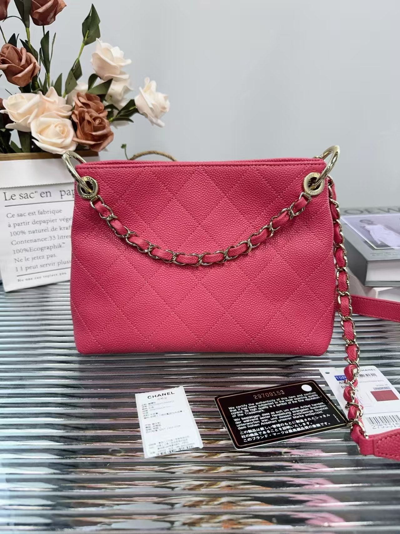 preloved Chanel bag Pink caivar leather