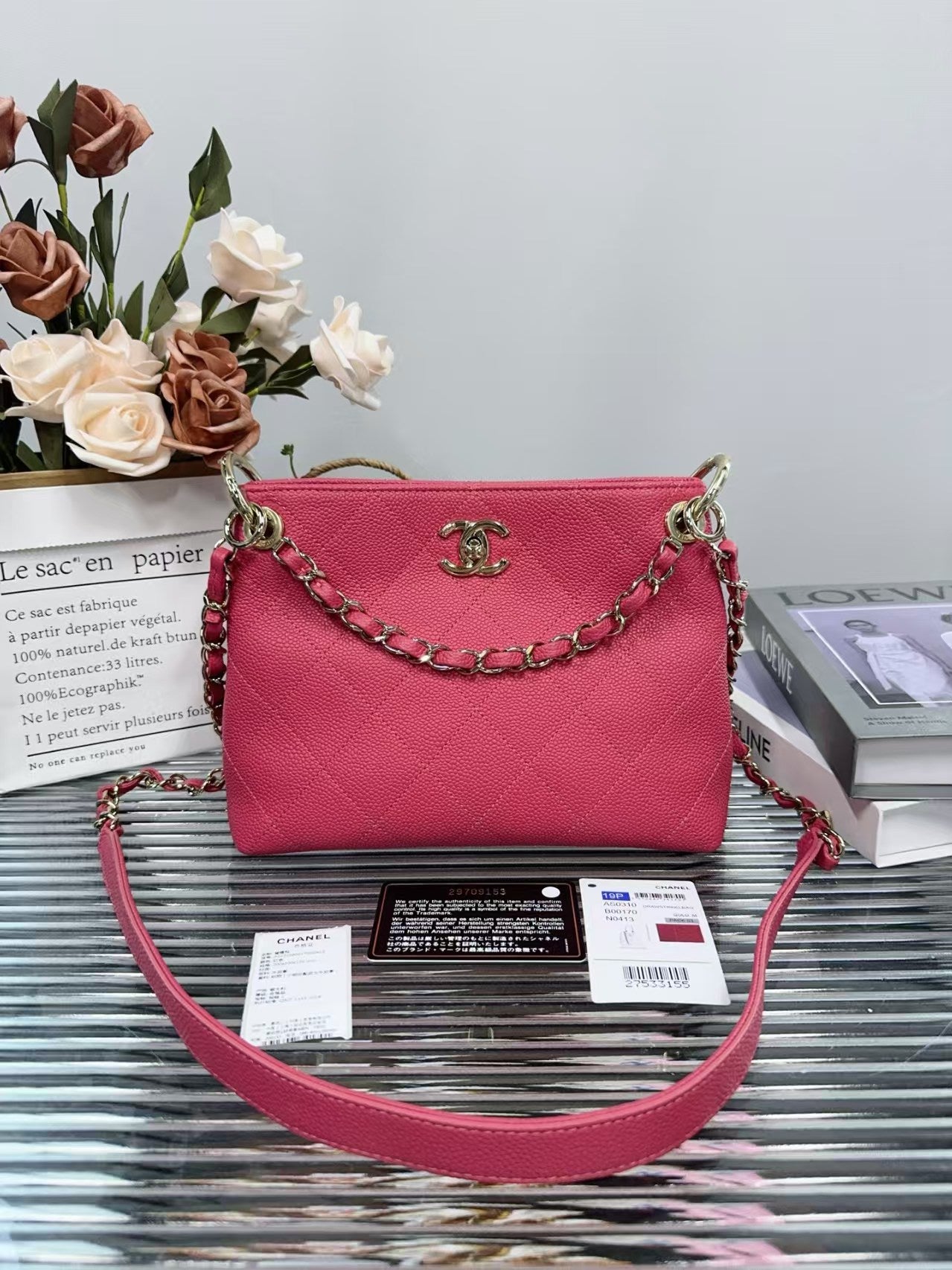 preloved Chanel bag Pink caivar leather