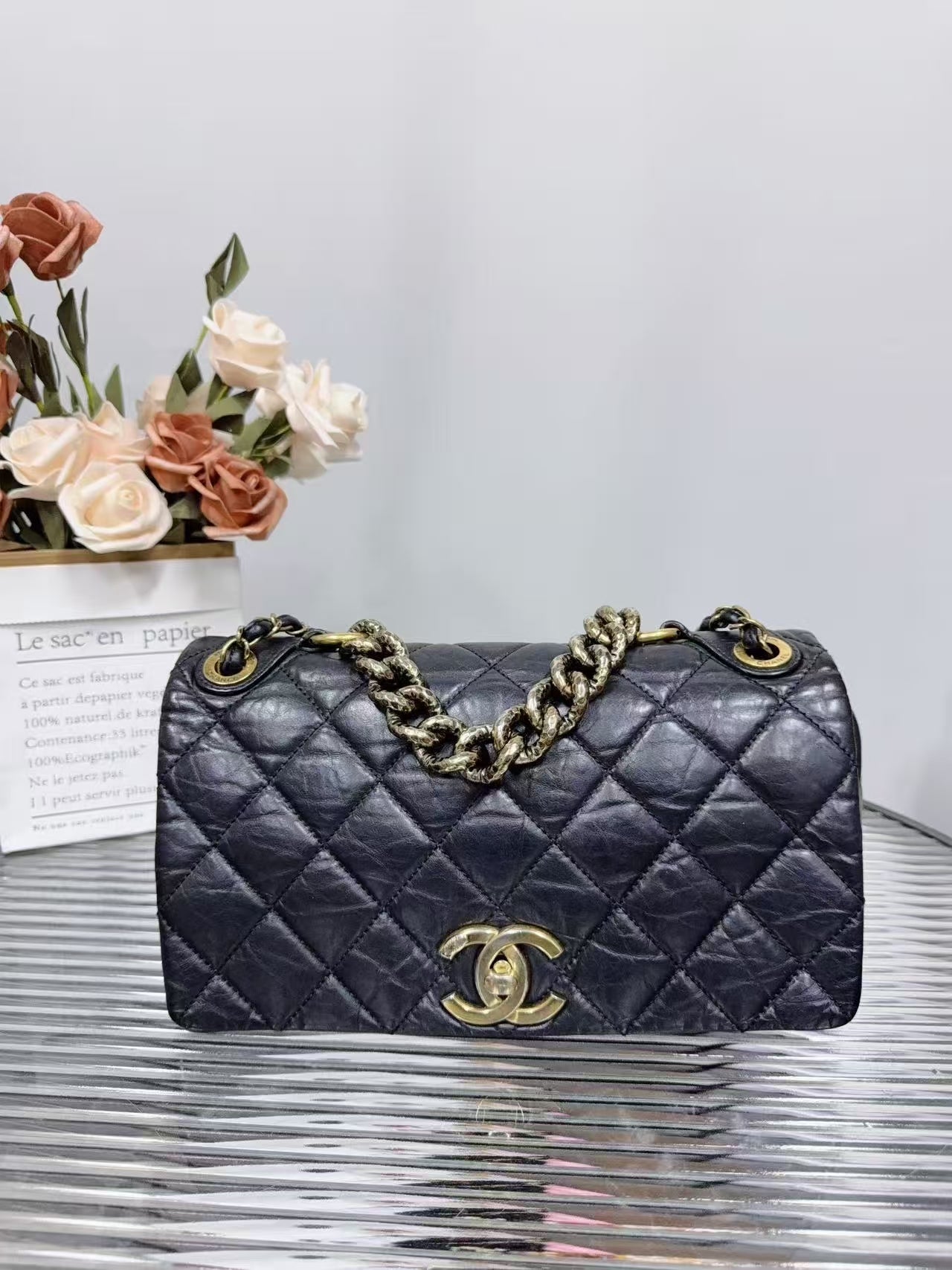 preloved Chanel bag oil wax leather