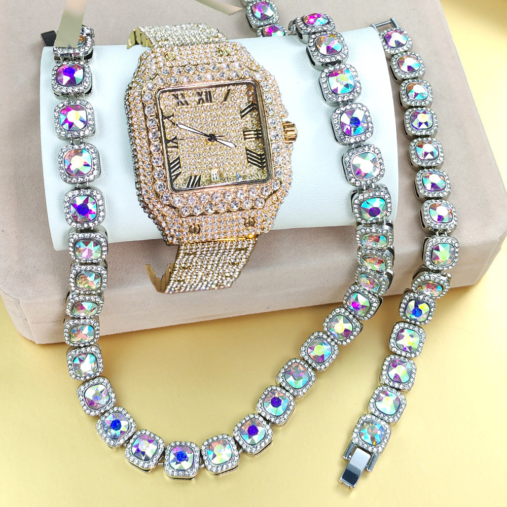 Hip pop watch set high level with necklace