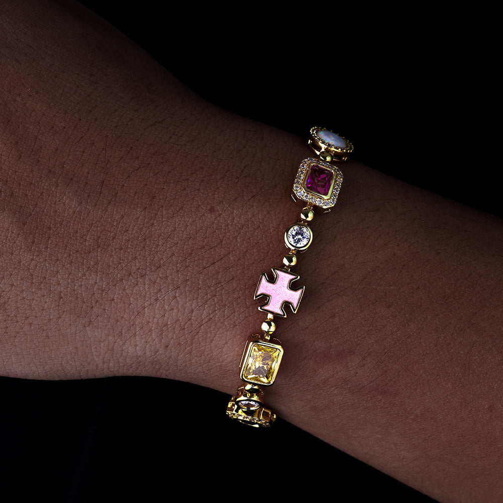 Hip pop braclet with colourful diamonds