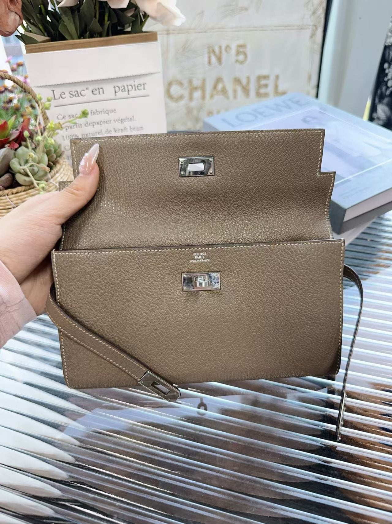 preloved hermes wallet sliver hardware