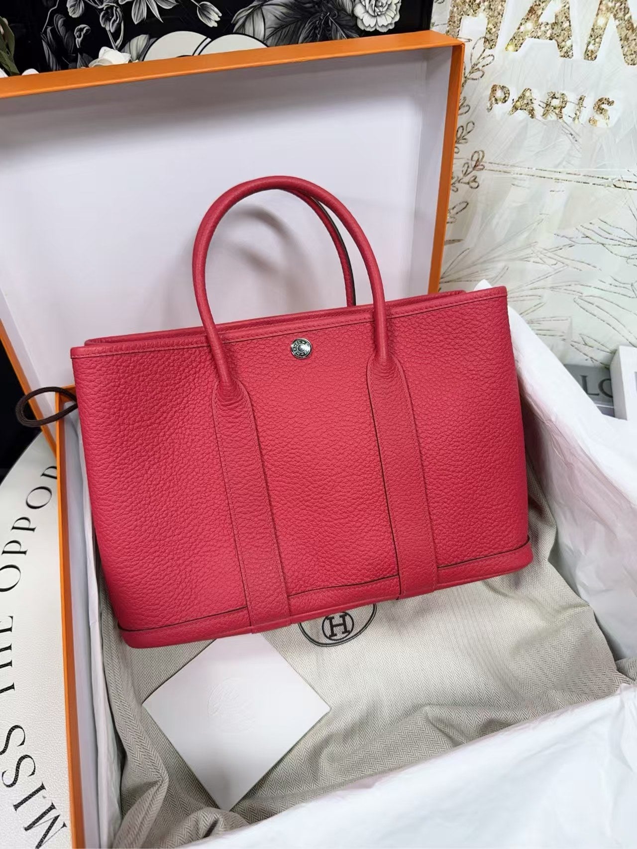 preloved Hermes bag Garden party30/Red/box and dustbag