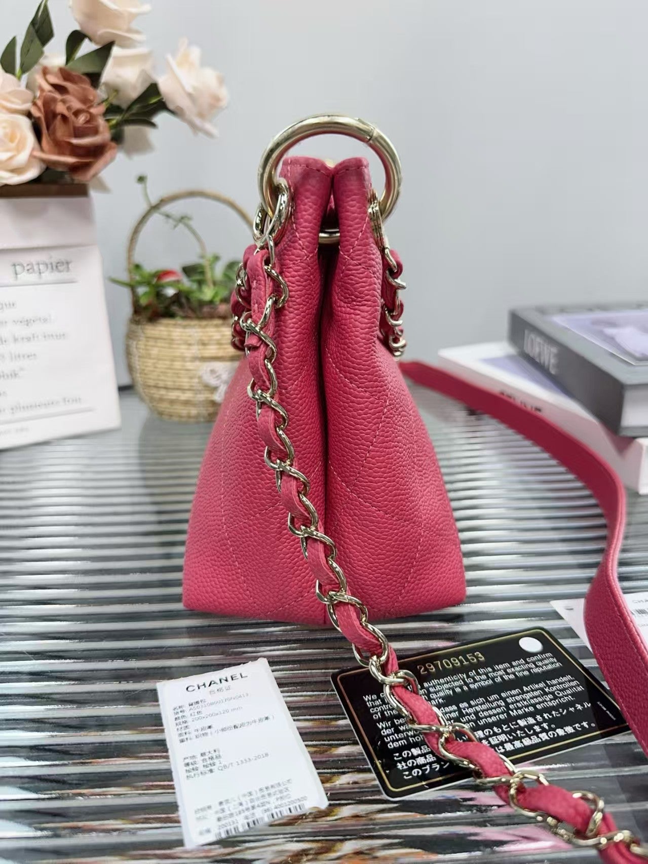 preloved Chanel bag Pink caivar leather
