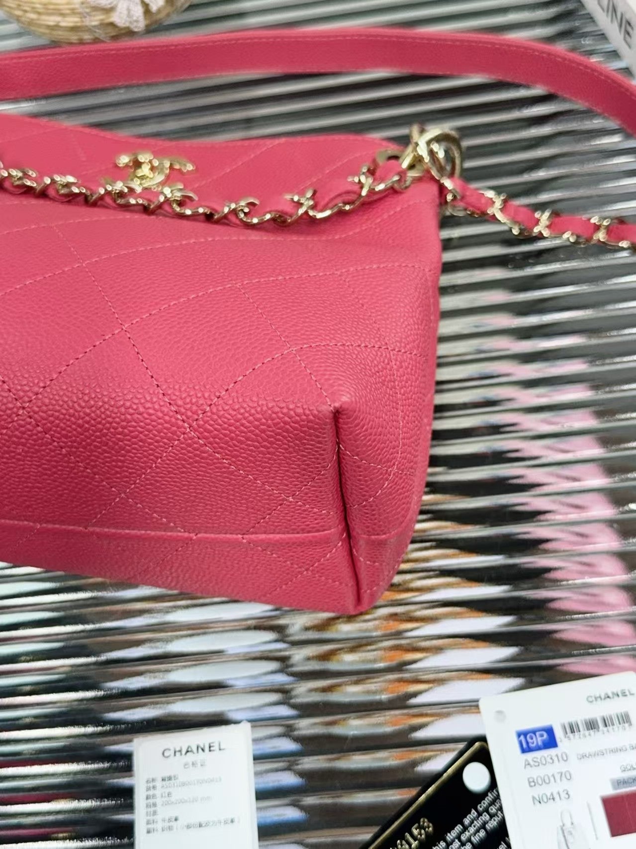 preloved Chanel bag Pink caivar leather