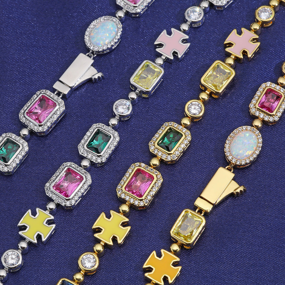Hip pop braclet with colourful diamonds
