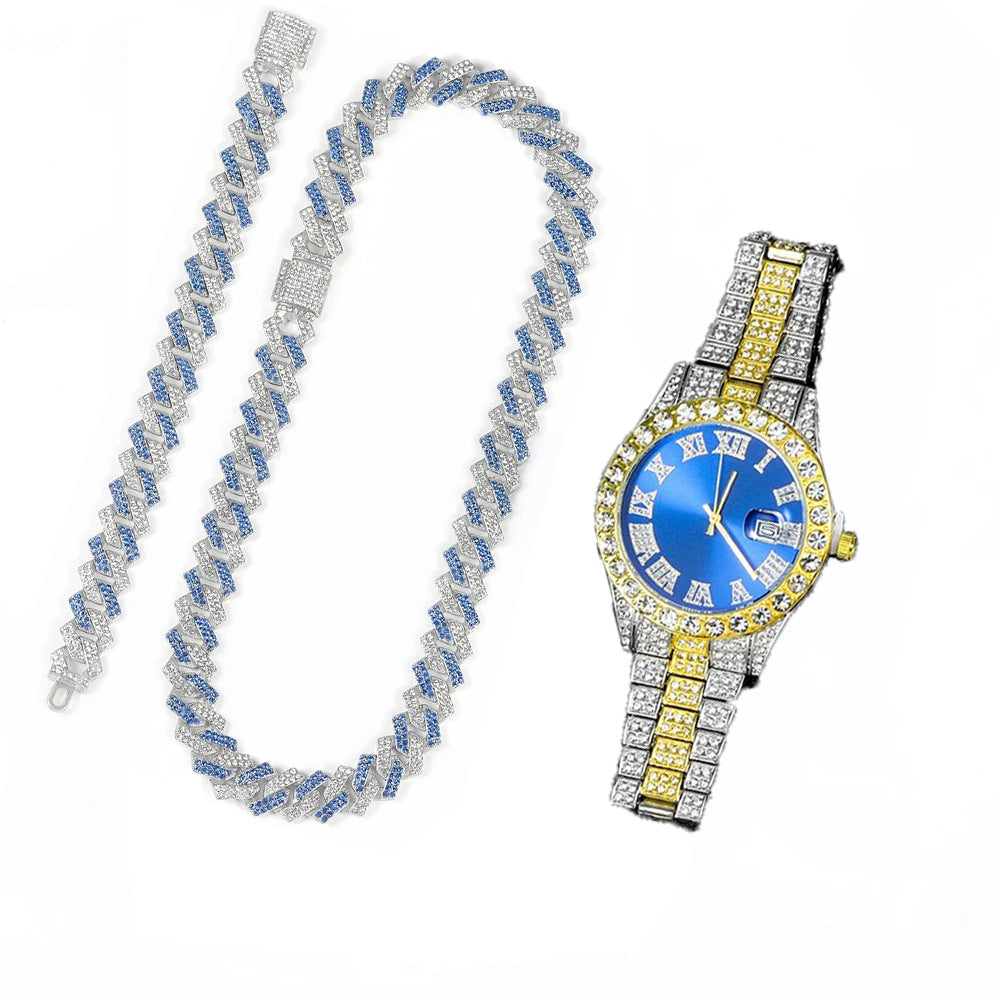 Hip pop watch for men with necklace