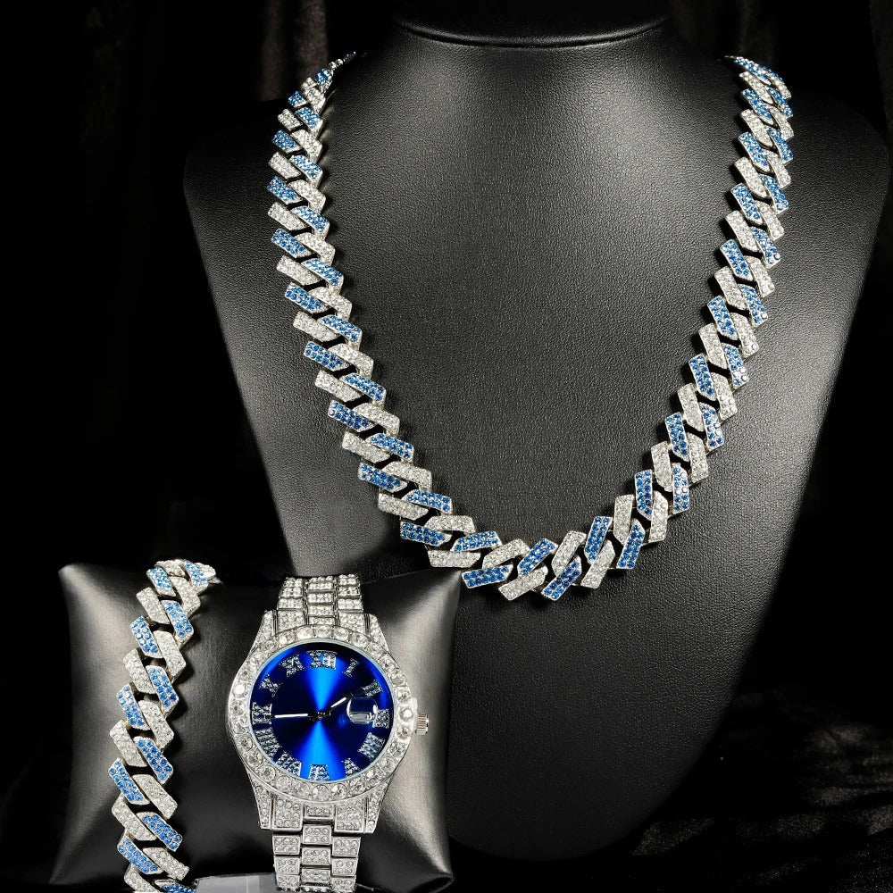 Hip pop watch for men with necklace