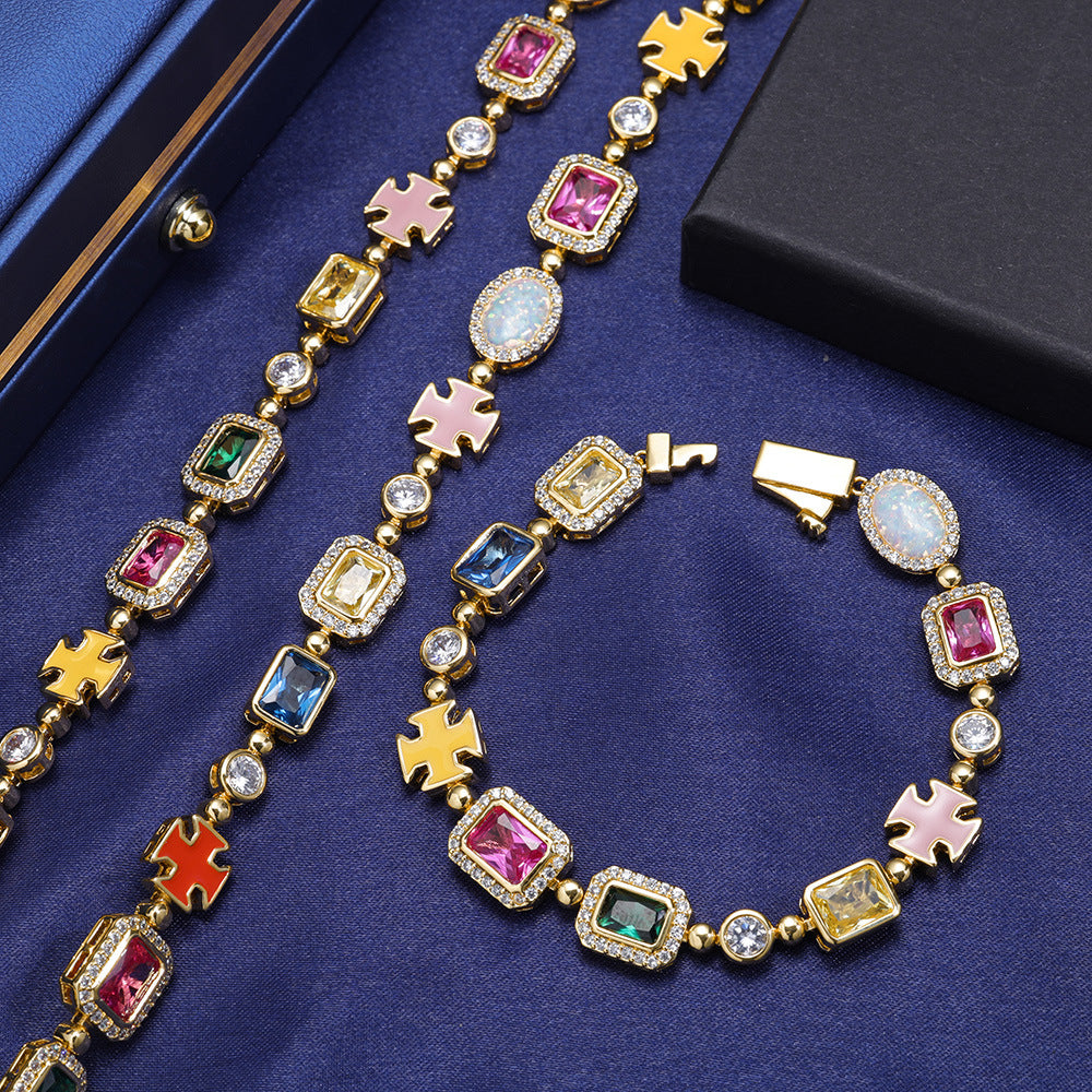 Hip pop braclet with colourful diamonds