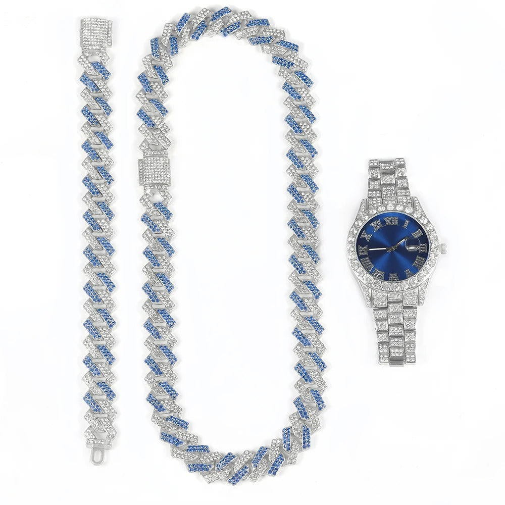 Hip pop watch for men with necklace