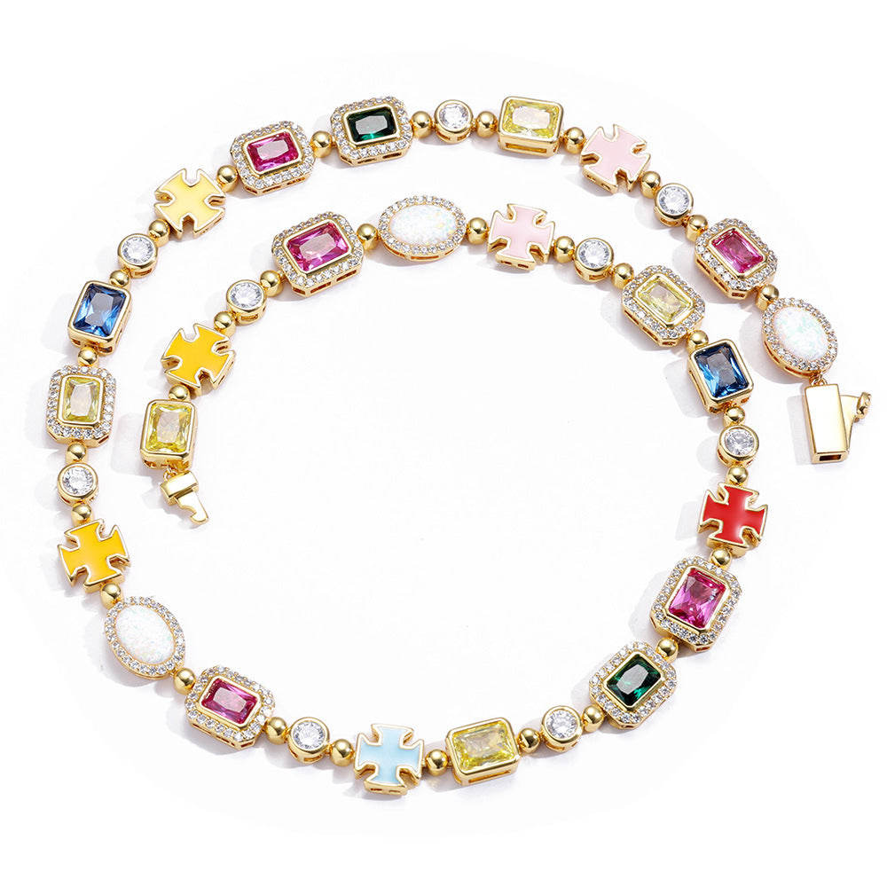 Hip pop braclet with colourful diamonds