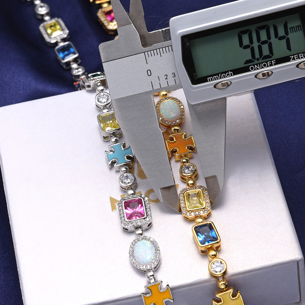 Hip pop braclet with colourful diamonds