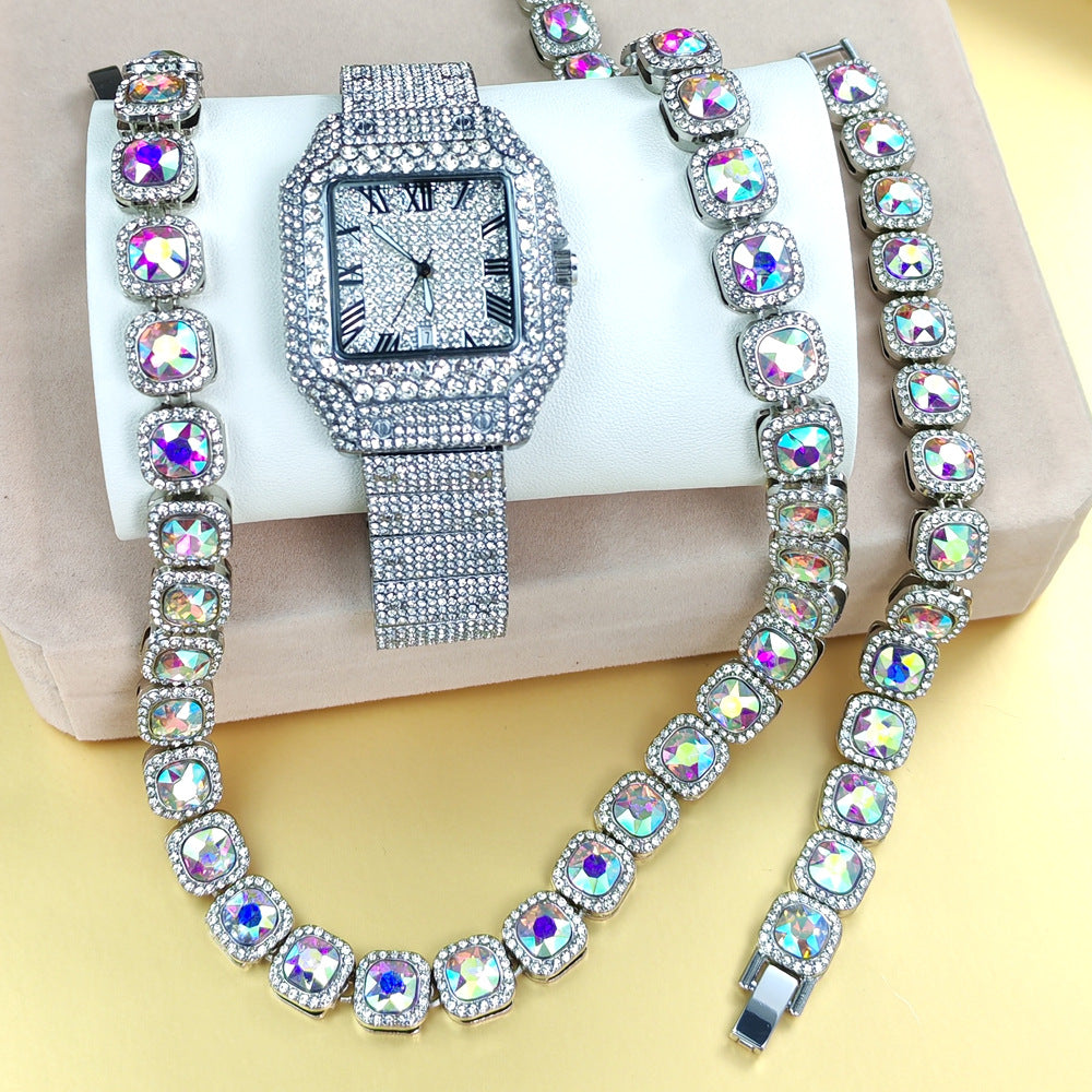 Hip pop watch set high level with necklace